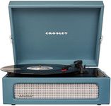 Crosley CR8017B-WB Voyager Vintage Portable Turntable with Bluetooth in/Out and Built-in Speakers, Washed Blue