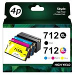 712XL Ink Remanufactured Ink Cartridges for HP 712 XL Ink Cartridges Combo Pack, Work with Designjet T210 T230 T250 T630 T650 Studio Plotter Printer Ink (4 Pack)