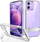 JETech Case for iPhone 12/12 Pro 6.1-Inch with Stand, Support Wireless Charging, Slim Shockproof Bumper Phone Cover, 3-Way Metal Kickstand (Clear)