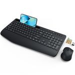 Wireless Keyboard and Mouse, Ergonomic Wrist Rest, Phone Holder, 2.4G Lag-Free Keyboards Combo, Silent Cordless Set for Computer, Laptop, PC, Mac, Windows, School, Office (Battery Included) -SABLUTE