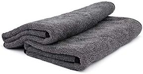 The Rag Company - Double Twistress - Professional Korean 70/30 Blend, Twist Loop Microfiber Drying Towels, Lint-Free, Streak-Free, Multipurpose Use, 850gsm, 20in x 24in, Grey (2-Pack)