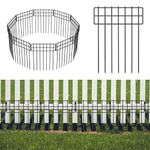 NANANARDOSO 10 Pack Animal Barrier Fence, 17 in(H) X Ft(L) No Dig Garden Decorative Fencing, Rustproof Metal Wire Panel Fence Border for Dog Rabbits Ground Stakes and Outdoor Landscape Yard Black