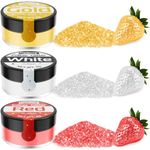 Edible Glitter - 3 Colours Edible Luster Dust Glitter Powder Set, Sprinkle Edible Glitter for Drinks Cake Decorations, Chocolates, Muffins, Cocktail, Cream, Halloween-4g-Red, White, Gold