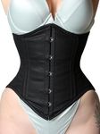 Heavy Duty Waist Trainer Womens Conical Curvy Corset Underbust Steel Boned Cotton Corset, Black, XX-Large