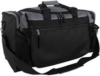 DALIX 20" Sports Duffle Bag w Mesh and Valuables Pockets Travel Gym (Gray)