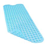 Bathforia Non Slip Bath Mat - Extra Long Non-Slip Anti Mould Shower Mat - Machine Washable Anti Slip Bathroom Floor Mats with Strong Rubber Suction Cup Grip - Blue 100 x 40 x 0.5 cm