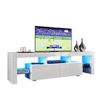 ELEGANT 1600mm Modern High Gloss TV Cabinet for up to 65" TV with Ambient Light for Living Room Furniture White TV Stand Unit with RGB LED Lights