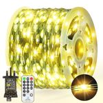 100 M 1000 LED Fairy Lights Plug in Outdoor Christmas Lights Green Copper Wire String Lights Waterproof with Remote Timer 8 Modes Memory for Tree Bush Branch Plants Garden Decoration Warm White