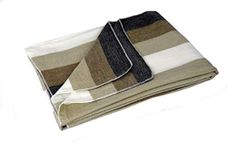 Casa De Alpaca, Handmade Ecuadorean Alpaca Wool Blankets/Throws (Light Brown Stripe)