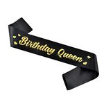 Ulikee 'Birthday Queen' Sash, Black Satin Sash with Gold Foil Birthday Sashes for 18th 21th 30th 40th 50th 60th for Women Birthday Party Decoration Supplies