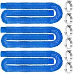 Replacement Pool Hoses for Above Ground Pools 1 1/4, 59" Long Filter Pump Hose, 3 Pack Pool Pump Hose with 6 Metal Clamps (Blue)