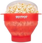The Original Hotpop Microwave Popcorn Popper, Silicone Popcorn Maker, Collapsible Bowl BPA-Free and Dishwasher Safe- 20 Colors Available (Transparent Red)