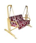 S K Grill Art Swing (Jhula) with Stand for Home Indoor/Balcony/Garden/Patio (Two Seater, Golden)