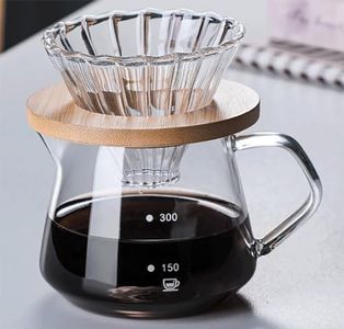 COFISUKI Pour Over Coffee Maker - 300ML Glass Carafe Coffee Server with Glass Coffee Dripper/Filter, Drip Coffee Maker Set for Home or Office, 1-2 Cups