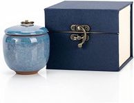 Keepsake Urns for Human Ashes, Ceramic Memorial Small Urns, Hold 5.5 Cubic Inches of Ashes, Mini Sharing Ash Keepsake with Exquisite Box (Blue)