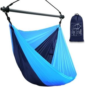 Hammock Chair, Portable Outdoor Hanging Rope Swing, Max 500 Lbs, Collapsible and Lightweight Nylon Parachute Hammocks Chair for Indoor, Backpacking, Travel, Backyard, Patio, Hiking (Navy,Blue)