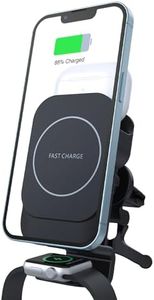 Harnim MagSafe Car Charger Mount - 3-in-1 Magnetic Wireless Charger Holder for iPhone, Samsung, Apple Watch & AirPods | Fast Charging Car Accessories for Dashboard & Air Vent Attachment