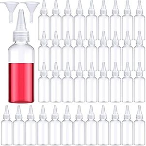 60 Pieces 2 oz 60 ml Plastic Bottles Applicator with Twist Top Cap Plastic Empty Bottles Applicator Bottle for Hair PET Plastic Refillable Bottles with Clear Twist Top Cap for Hair Oils and Liquids