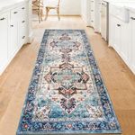 Aopota Hallway Runner Rug 2x6ft Non Slip Distressed Faux Wool Area Rug Runners for Hallway Washable Carpet Floor Mat for Living Room Bedroom Kitchen Laundry Room