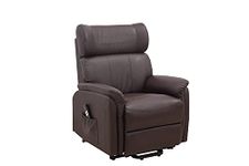 Angel Mobility Winged Electric Power Riser and Recliner Bonded Leather Armchair Lift Mobility Chair Dual Twin Motor (Brown)