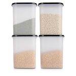 Cutting EDGE Anti Microbial Seal, Anti Bacterial Protection Storage Containers Set Oval, Modular Kitchen, for Flour, Cereals, Snacks, Stackable, BPA Free, Modular, 2400ml, Set of 4, Black