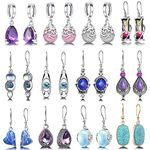 Hefanny 12 Pairs Teardrop Druse Crystal Drop Dangle Earrings for Women Cubic Zirconia Huggie Hoop Earring Jewelry Set Christmas Gifts, 锌, crystal