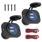 Linkstyle 2PCS USB Charger Socket, 4.8A Dual USB Power Outlet, 12V USB Socket Outlet Panel with Touch Switch for Car Marine