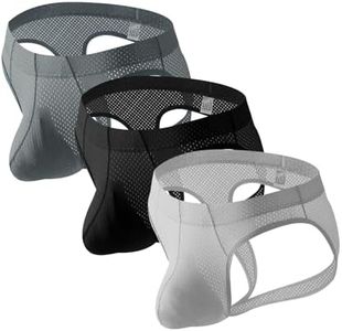 Baoneite Men's Sports Jockstrap Thong U-Pouch Support for Gym & Running Breathable Mesh G-String Underwear (XL, Color Set A)