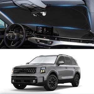 Custom Fit Telluride Windshield Sunshade for Kia Telluride 2020-2025 Front Window Shades Cover for Windshield Sun Visor Protector 210T Reflector Block Heat and Sun Protection Cooler Car Accessories