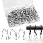 Metal Curtain Hooks 60Pcs Drapery Hooks Pins for Curtains Stainless Steel Curtain Hooks Pins Drapery Pin and Hook for Pleated Drapes Pinch Pleat Hooks for Window| Door|Shower Curtain (Sliver)