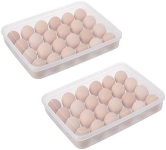 2PCS Plastic Refrigerator Egg Trays,2 x 24 Deviled Egg Tray Carrier with Lid,Clear Egg Holder Storage Container