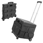 ITHWIU Portable Utility Rolling Folding Cart Shopping Trolley Wheel Box with Canvas Mobile Organizer Bag, for Travel Shopping Luggage Teacher Office Use