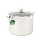 Russell Hobbs Classic Collection 30 cm Stockpot – Stainless Steel Cooking Pot, Tempered Glass Lid with Steam Vent, 15 Litre Capacity, Mirror Finish, Easy to Clean, for Soups, Casseroles, Curry