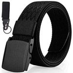 Mens Belt, Non-metal Nylon Belt For Men, Lightweight Adjustable Black Belt, Military Tactical Belt For Leisure Sports, Include Key Ring (Black-Tank)