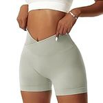 Vertvie Seamless Workout Shorts for Women V High Waist Gym Biker Shorts Tummy Control Booty Yoga Running Butt Lift Cycling Shorts Mint Green S