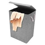 Youyijia Slim Laundry Baskets with Lid Foldable 72L Large Laundry Hamper Washing Linen Baskets Collapsible Laundry Bin Freestanding Tall Clothes Hamper for Laundry Rooms Bedroom Bathroom Grey