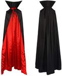 papapanda Vampire Cape Adults Cloak Stand Collar Black Red Adults 62.9 in/160cm, Black , Red, Large