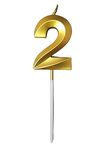 Fun Affairs Number 2 Cake Candles for 2nd Birthday/Anniversary Celebrations Party | Cake Decoration | Color - Gold