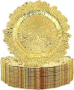 Mimorou 18 Pack Reef Charger Plates Plastic Snowflake Charger Plates Wedding Floral Charger Plates Decor for Christmas Dinner Wedding Party Event Supplies, 13 Inch (Gold)