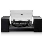 Lenco LS-300 Vinyl Record Player Bluetooth Turntable with 2 Separate Speakers Black Imported from EU