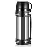 Hangrow Thermo Bottle 2 L, Vacuum Insulated Flask for Hot Drinks + Coffee Cup Lid, Large Capacity Water Bottle, Stainless Steel Travel Flask Thermal Flask Drink Flasks Food Soup Flask