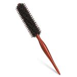 Boar Bristle Hair Brush with Wooden Handle, Round Hair Brush Anti Static Quiff Roller Hair Comb Blow Dry Hair Brush Styling Brush for Hair Styling, Drying, Curling, Adding Hair Volume and Shine