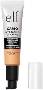 e.l.f. Hydrating Camo CC Cream, SPF 30, Color Correcting Full Coverage Foundation For A Dewy Finish, Vegan & Cruelty-Free, Light 250 W