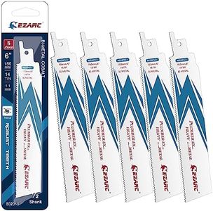 EZARC Reciprocating Saw Blade Bi-Metal Cobalt Sabre Saw Blades for Heavy Metal Cutting 6-Inch 14TPI R626PM+ (5-Pack)