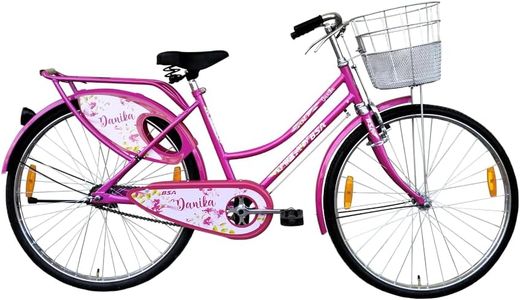 BSA Ladybird Ladies roadstar Cycle in 26T Wheel Size with Integrated Carrier for Age Group 12+ Years (Available in Pink and Green Colour)