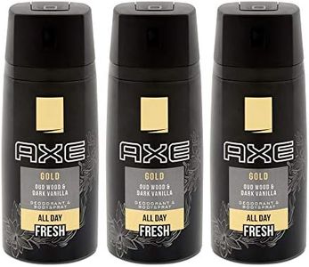 AXE Body Spray Gold Oud Wood & Fresh Vanilla, 5.07 oz (Pack of 3) (Package May Vary)