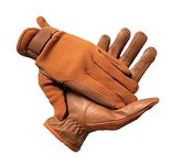 Gents Horse Riding Men Gloves Equestrian Real Leather & Cotton Premium Quality in TAN (Medium)