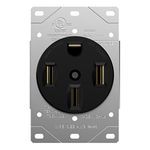 ENERLITES 50 Amp Range Receptacle RV and Electric Vehicles, 3-Pole, 4 Wire (8, 6, 4 AWG Copper Only), 125/250V, 66500-BK, Black, NEMA 14-50R Outlet