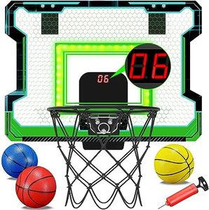 OKKIDY Mini Indoor Basketball Hoop, Light-up Basketball Hoop with Electronic LED Scoreboard, Small Basketball Game Sports Toys for Kids Teens Adults, Idea Gifts 6, 7, 8, 9, 10, 12+ Year Old Girls Boys