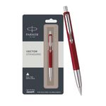 Parker Vector Standard Ball Pen Chrome Trim Red Body Color| Ink Color - Blue | Corporate Gift | Leading Pen For Professionals